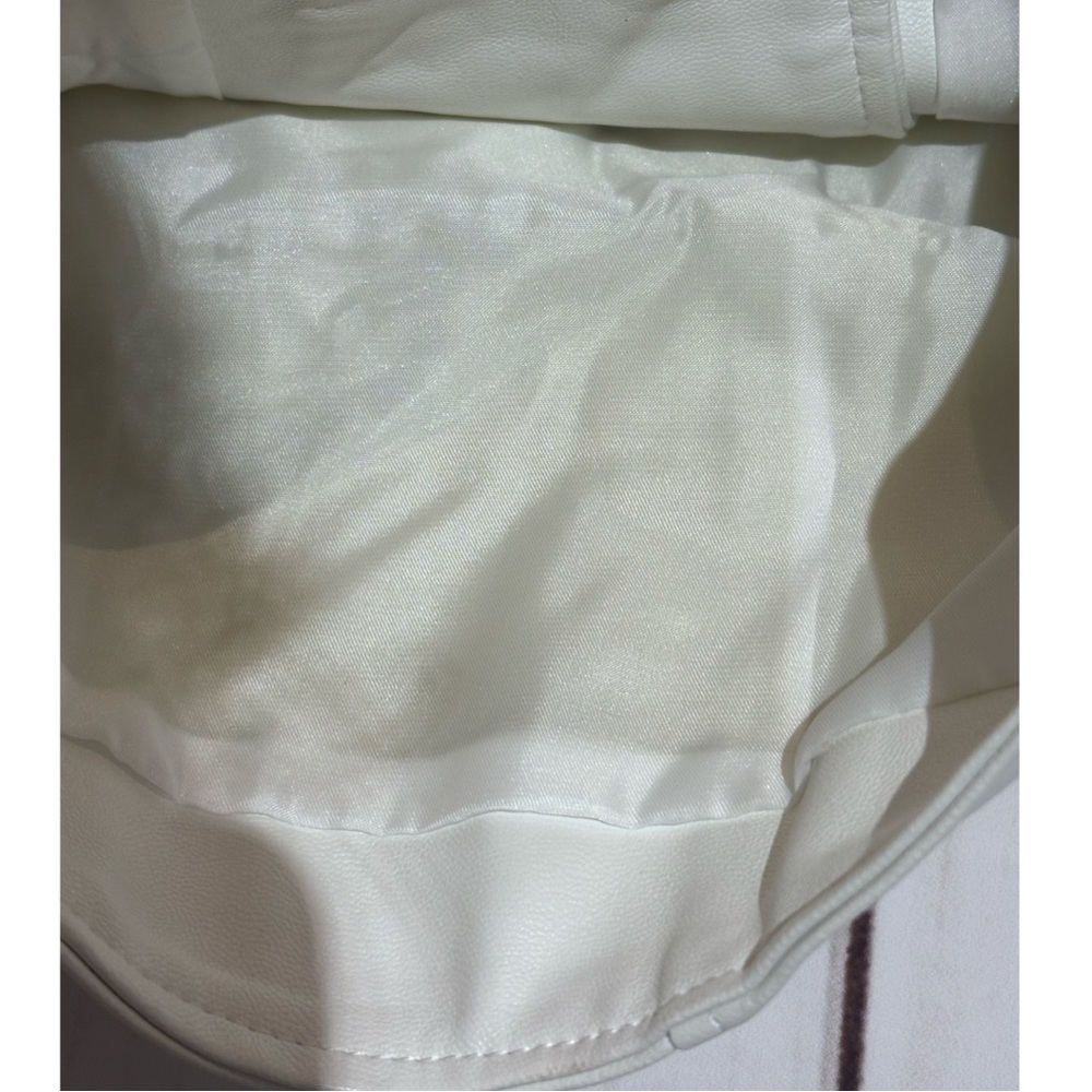 White PU Leather Short Jacket with Belt - Picture 6 of 6